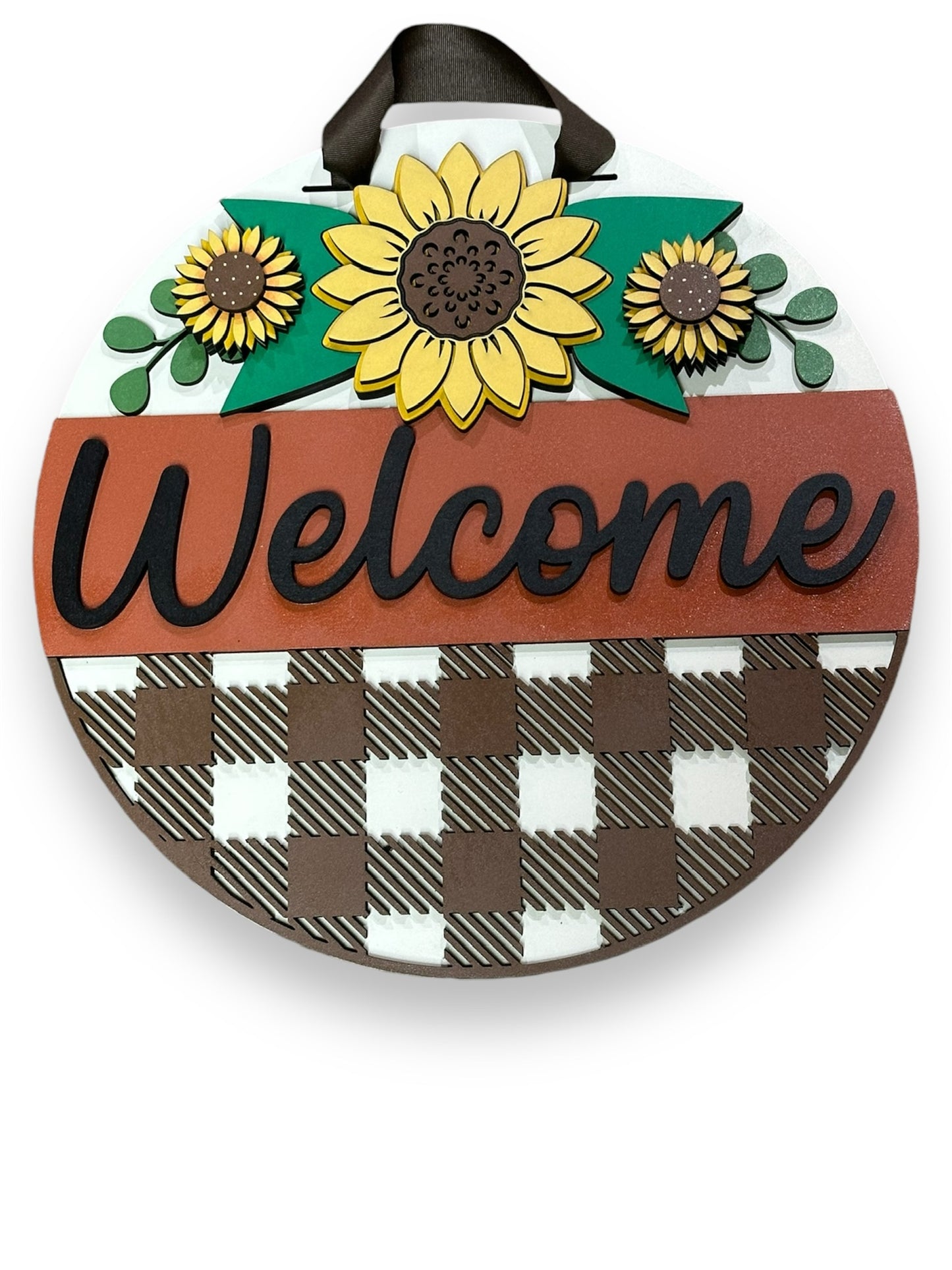 Welcome Sunflowers Plaid
