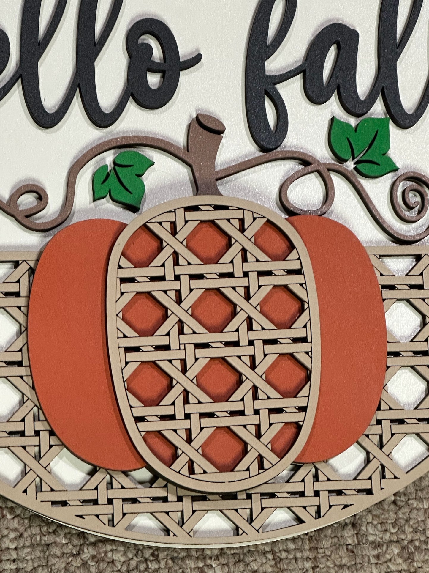 Hello Fall Pumpkin with Rattan Pattern 