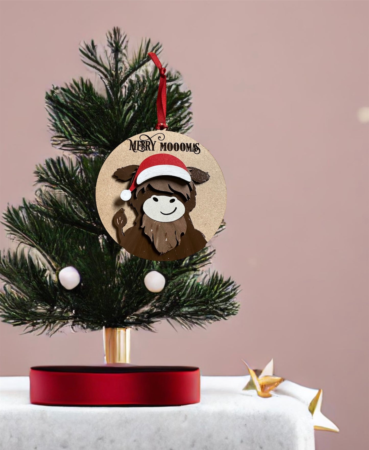 Merry Moomas long horn cow ornament