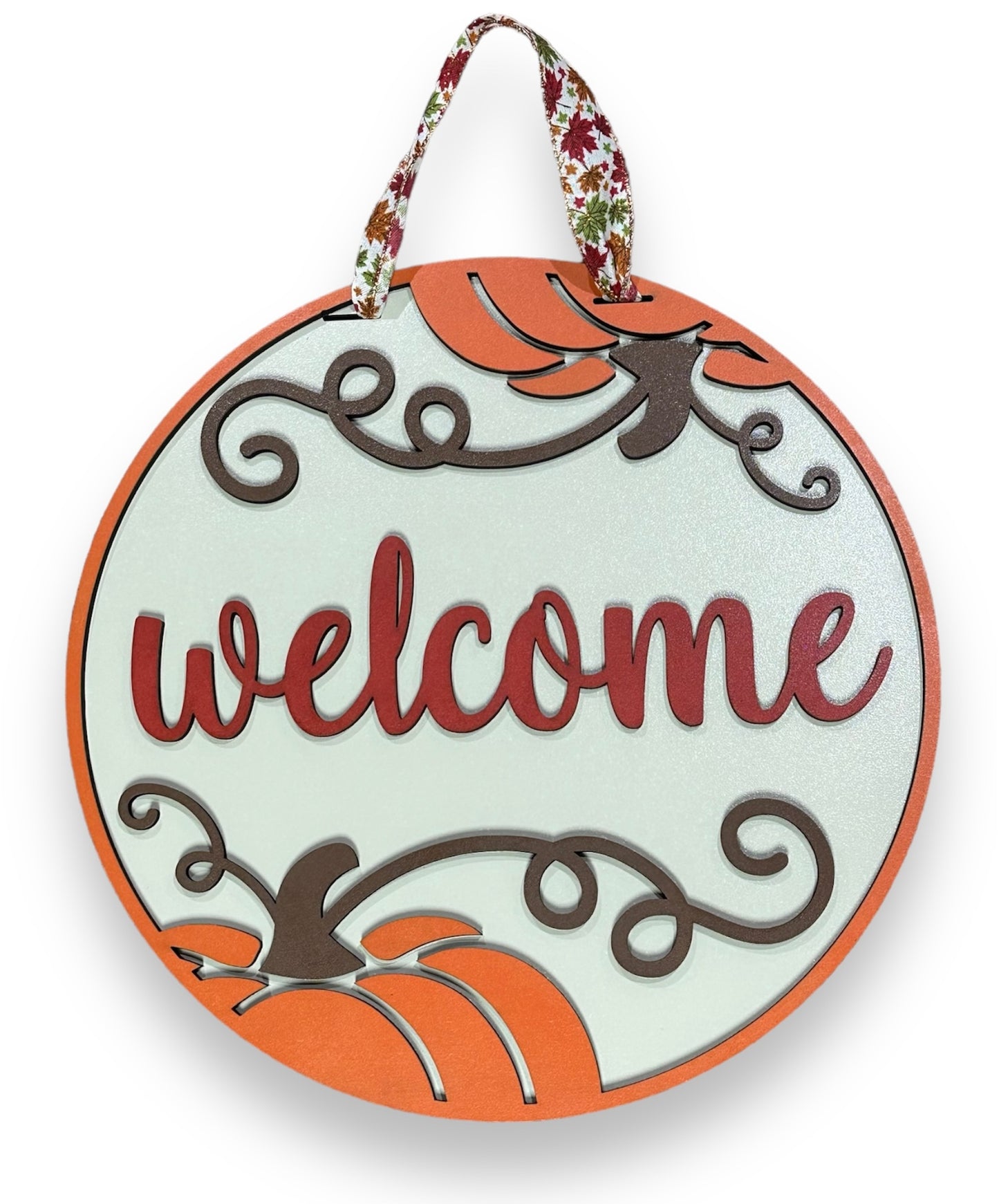 Welcome Elegant Pumpkin Door Hanger