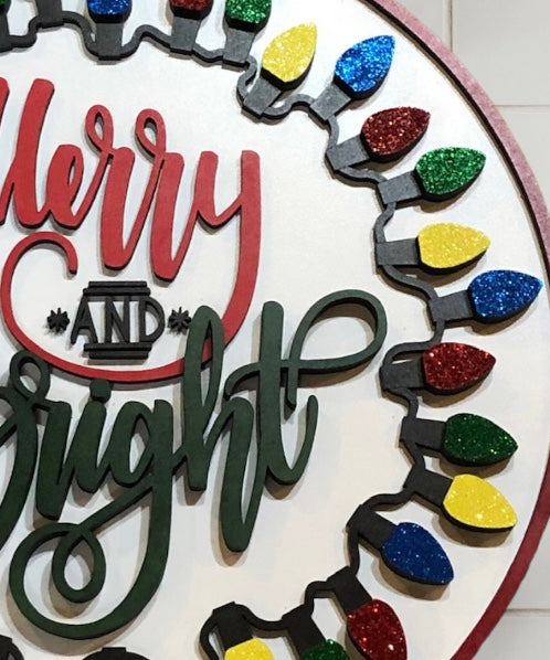 Merry and Bright Lights Door Hanger