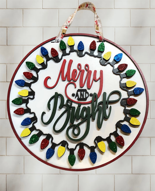 Merry and Bright Lights Door Hanger