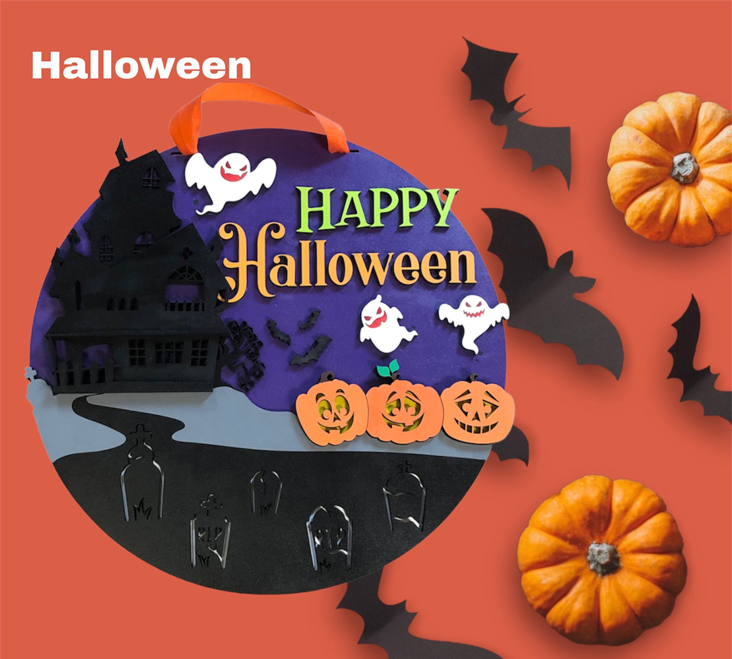 Haunted House Halloween Door Hanger