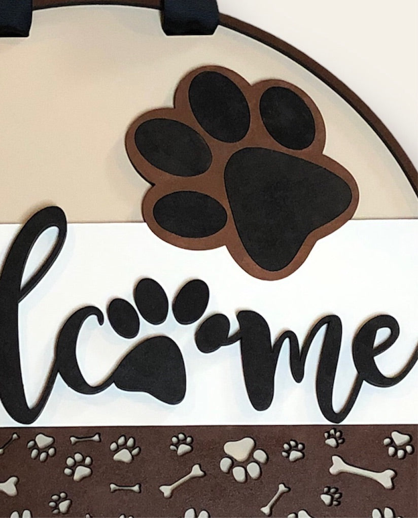 Welcome Paw print Door hanger