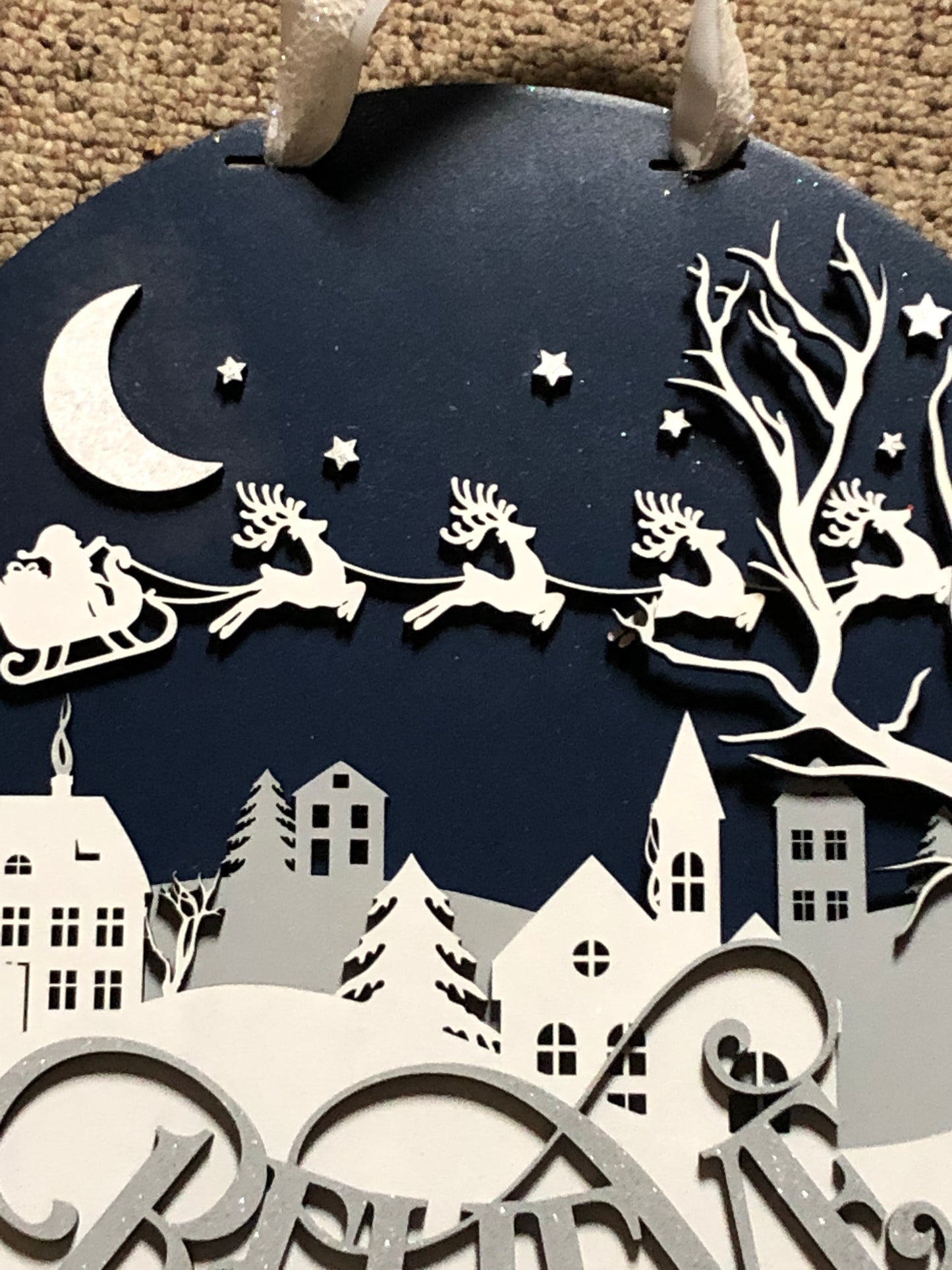 Believe Santa with Sleigh Door Hanger