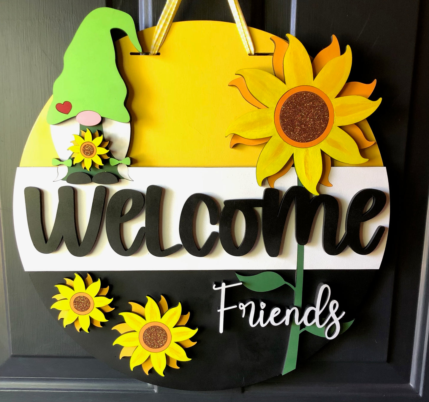 Sunflower Welcome Friends Door Hanger