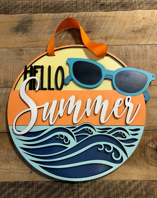 Hello Summer Sunglasses Door Hanger