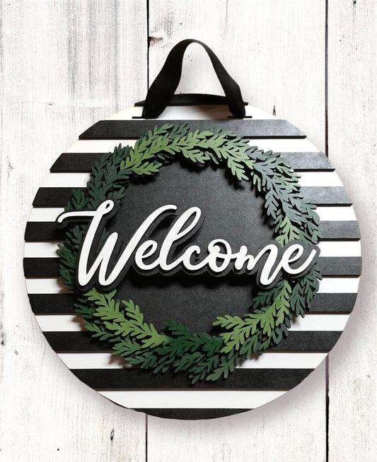 Welcome Boxwood Wreath Door Hanger