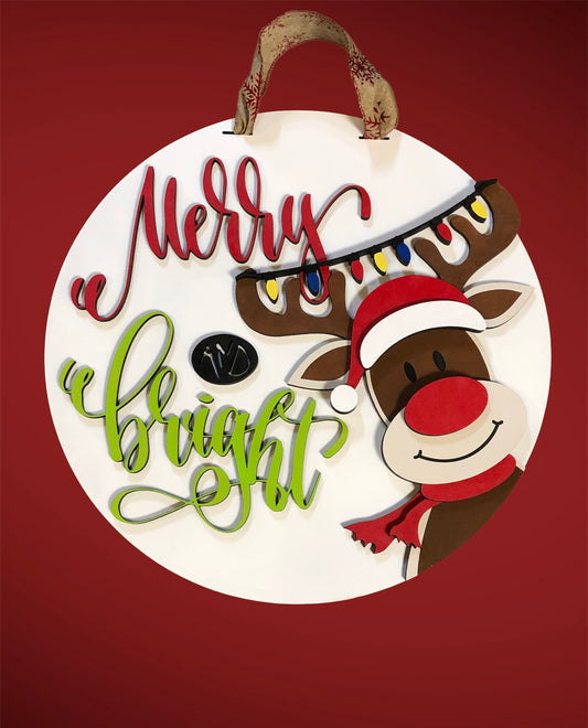 Merry & Bright Rudolph Door Hanger