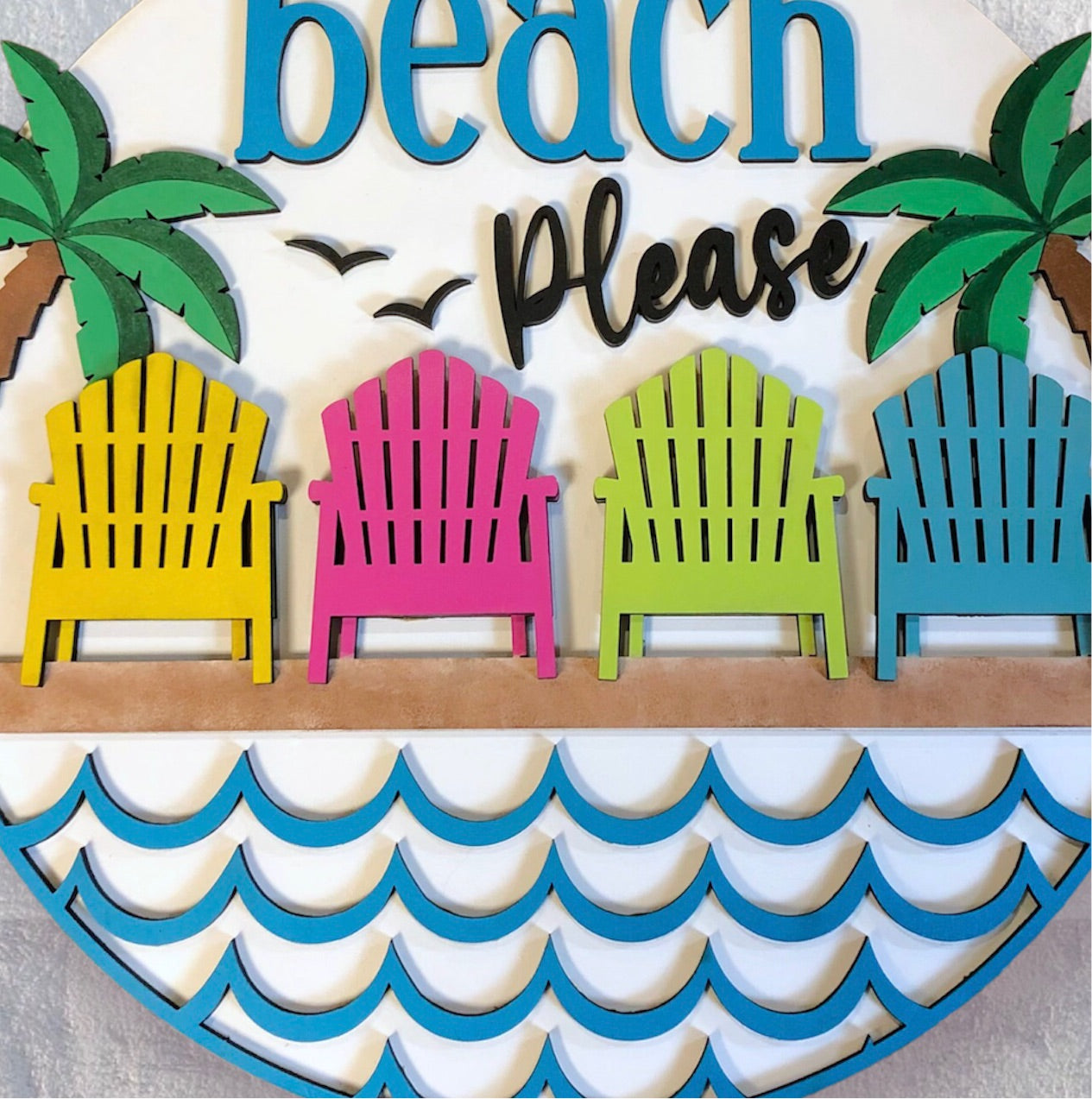 Beach Please White Back Door Hanger