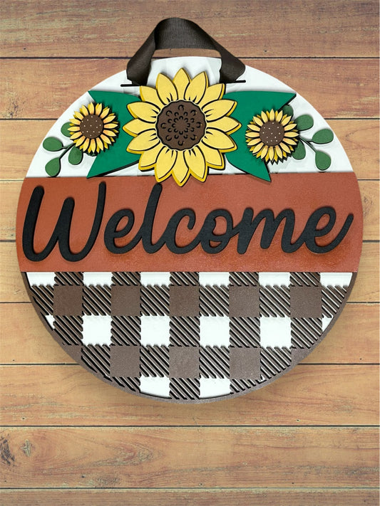 Welcome Sunflowers Plaid